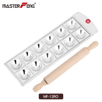 12 Holes Round Ravioli Molding Tray Set With a Wooden Rolling Pin Pasta Cutter Pastry Ravioli Maker Dumpling Plate