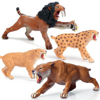 จำลองสัตว์ป่า Saber-Toothed Tiger Sabretooth Lion Savage รุ่น Action Figures ตกแต่งบ้านของเล่นเพื่อการศึกษาสำหรับเด็ก