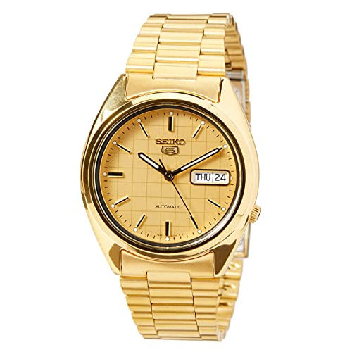 seiko-mens-snxl72-seiko-5-automatic-gold-tone-stainless-steel-bracelet-watch-with-patterned-dial