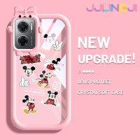 Jlingji เคสสำหรับ Xiaomi Redmi 10 5G Redmi Note 11E 5G Redmi 11 Prime 5G เคสการ์ตูน Mickey Mouse Little Monster Bowknot ปลอกนิ่มกันกระแทกกันรอยขีดข่วนเคสโทรศัพท์โปร่งใส TPU ซิลิกาเจลเลนส์กล้องถ่ายรูปฝาครอบป้องกัน