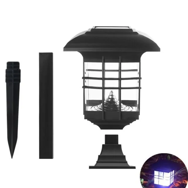 Led Solar Column Headlight Solar Pillar Stand Lamp Outdoor Garden