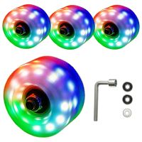 Top!-Roller Skate Wheels 4 Pack Light Up Luminous Wheels Outdoor Colored Wheels Double Row Skating and Skateboard