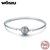WOSTU Real 925 Sterling Silver Sparkling Ball celet &amp; Bangles For Women Fit DIY Charms Beads Original Jewelry Gift FIB062