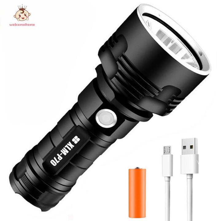 ไฟฉาย-led-พลังงานสูงสว่างมาก1000lm-ไฟฉาย3โหมด-ipx4ชาร์จ-usb-2500mah-สำหรับการเดินป่าฉุกเฉินลาดตระเวนรักษาความปลอดภัย