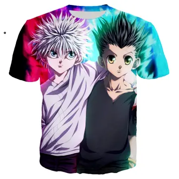 Hunter X Hunter in Kanji Characters with Gon, Killua, Kurapika and Leorio  Mens and Womens Short Sleeve T-Shirt (White, S-XXL) 