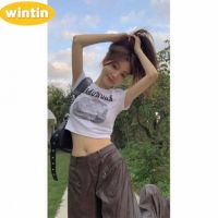 Wintin Sweet hot girl printed short-sleeved T-shirt womens summer 2023 new round neck high waist slim short shirt base shirt