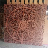 Traditional Thai Wood Carving Panel 120 x 120 Cm Wall Art Hanging Wall Decor Asian Art Wood Carved Plaque Teak Wood carving panel ไม้แกะสลักไม้ฉลุ 120 x 120 เซนติเมตร