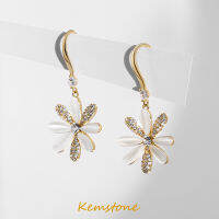 Kemstone Elegant เทียมคริสตัลโอปอลดอกไม้ Daisy ต่างหูรูปหยดน้ำสำหรับสตรี