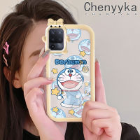 เคส Chenyyka สำหรับ OPPO A94 4G F19 Pro Reno 5F Reno 5 Lite เคสการ์ตูนโดราเอมอนน่ารักใหม่นุ่มกันกระแทกเคสมือถือใสสร้างสรรค์น่ารักมอนสเตอร์ตัวเล็กเลนส์กล้องถ่ายรูปใสปลอกซิลิโคนเคสป้องกัน