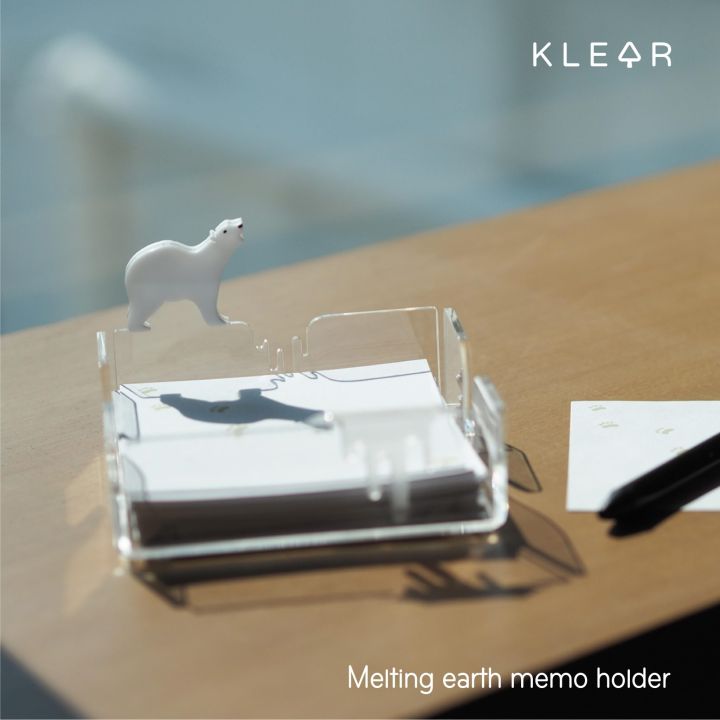 klearobject-melting-earth-memo-holder-กล่องใส่กระดาษโน๊ต-กระดาษจดบันทึก-ใส่นามบัตร-ของใช้บนโต๊ะทำงาน-กล่องอะคริลิคใส-กล่องนามบัตร