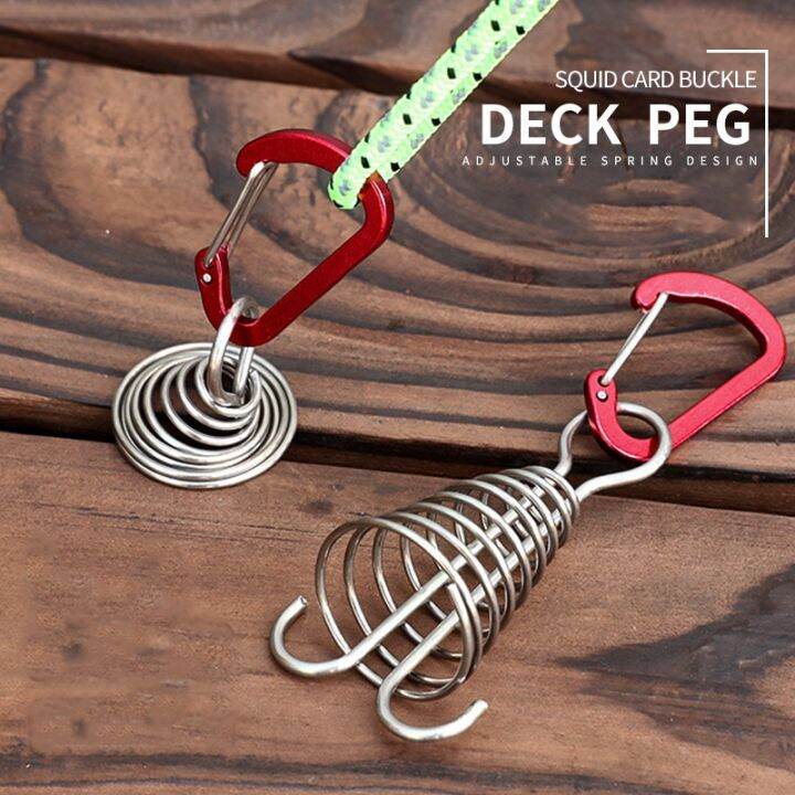 5pcs-outdoor-deck-pegs-camping-spiral-shaped-spring-tent-board-peg-with-carabiner-hook-camp-equipment-outdoor-tent-accessories