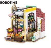 Robotime Rolife บ้านตุ๊กตาจิ๋วของเล่นชุดไม้จาก Madeline สำหรับเด็กผู้ใหญ่บ้านตุ๊กตาร้านขายผลไม้แบบ DIY DG142