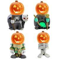 Pumpkin Knight Statue Horror LED Gnome Ornament Halloween Decoration Light Resin Indoor Light Tabletop Night Light Lamp for Garden Lawn Patio Swimming Pool Table enhanced