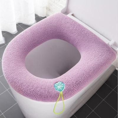 ✳ 1Pcs winter universal warm toilet seat cover washable bathroom accessories knitted solid color O-shaped toilet seat cover