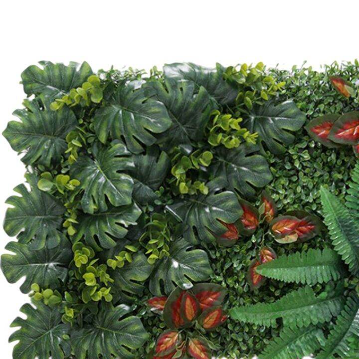 2x-artificial-grass-diy-miniature-lawn-garden-ornament-red-leaves