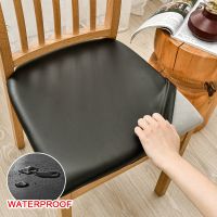 PU Leather Square Chair Cushion Cover Waterproof Kitchen Dining Seat Slipcovers Removable Dining Room Chair Seat Cushion Cover Sofa Covers  Slips