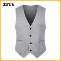 ZITY ผู้ชายบวกขนาดเสื้ออย่างเป็นทางการสีทึบสูทเสื้อกั๊กชายเดี่ยวหน้าอกกลับธุรกิจเสื้อกั๊กผู้ชายธุรกิจเสื้อแขนกุด ZT0009