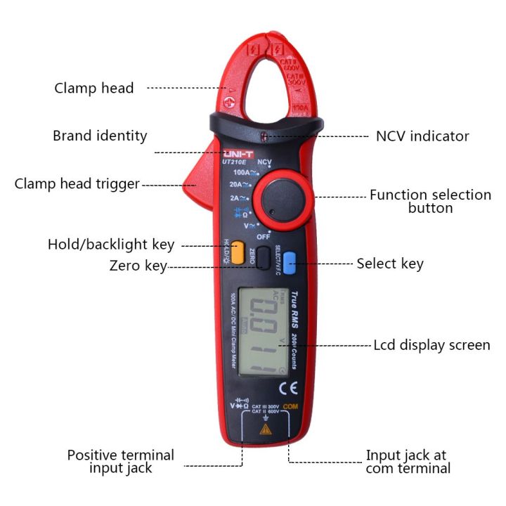 rcyago-mini-clamp-tester-ความละเอียด1ma-true-rms-clamp-meter-digital-ac-dc-ความต้านทาน-capacitance-masurement-ut210e-clamp-tester-สำหรับเครื่องใช้ไฟฟ้าการบำรุงรักษา