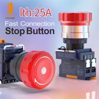 WINDOO 22mm Waterproof Quick Plug Big Head Red Metal Emergency Stop Button Switch Indicator Light LED E-Stop 2NC XB2 XB4