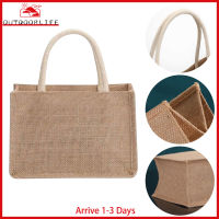 [Arrive 1-3 Days] Burlap Tote Bags Blank, Jute Beach Shopping Handbag, for Grocery Crafts Wedding