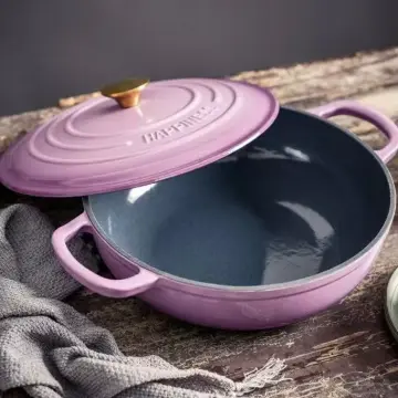 23cm Purple Seafood Dutch Oven Enameled Cast Iron Soup Pot With