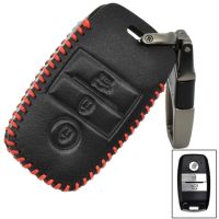 ◙ﺴ Car Key Leather Cover Fob Case PU Leather For Kia Rio Ceed Soul Sportage Sorento Carens Picanto Optima Sonic Forte Cerato Niro