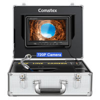 กล้องท่อระบายน้ำ100FT กล้องตรวจสอบท่อระบายน้ำ Comstex 2022/30M HD 720P ง่ายต่อการม้วนสาย9นิ้วจอ LCD กล้อง IP68พร้อมไฟ12ชิ้นกล้องท่อระบายน้ำสำหรับช่างประปา