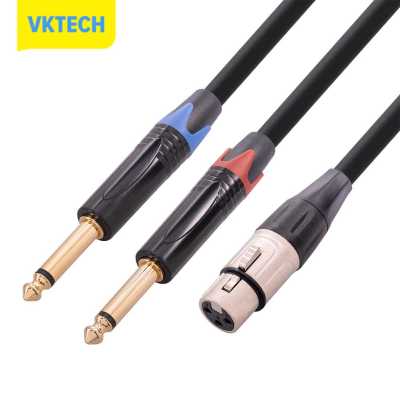 Vktech XLR ตัวเมียเป็นแบบคู่ขนาด1/4นิ้วเปลือกสังกะสีอัลลอยสายตัวแยกตัวเมียเป็นสายเคเบิลตัวผู้อะไหล่สำหรับอุปกรณ์เกี่ยวกับการชมภาพยนตร์ในบ้าน