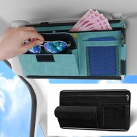 【LZ】▤▩  Multi-bolso carro sol viseira organizador bolso de armazenamento de documentos de carro bolsa caneta titular óculos de sol clipe saco acessórios interiores automóveis