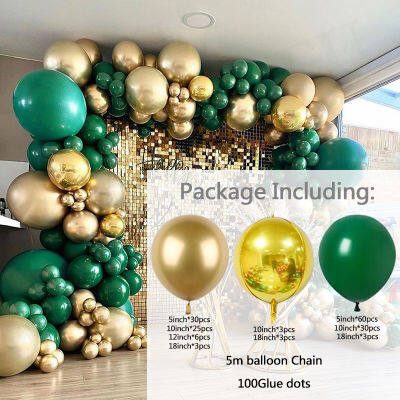 165Pcs Green Gold Balloons Garland Arch Kit 4D Chrome Metallic Foil Balloon Wedding Birthday Party Decoration baby Shower Globos