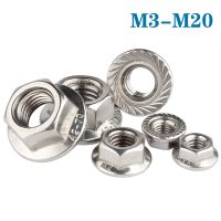 1-50Pcs M3 M4 M5 M6 M8 M10 M12 M16 M20 Hexagon Flange Nuts 304 Stainless Steel Pinking Automatic Locking Nut Serrated Spinlock