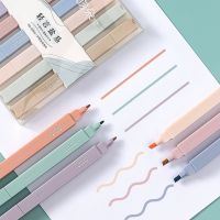 4/6PCS Kawaii Candy Color Double Tip Highlighter Pens Pastel Highlighters Stationery Markers Aesthetic Stationary Supplies PenHighlighters  Markers