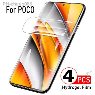 4PCS For POCO F5 F4 F3 GT Hydrogel Film For Xiaomi POCO X5 X4 X3 NFC M3 M4 Pro 5G Gel Film Screen Protectors For Mi POCO C40 M5S