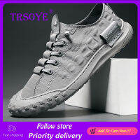 TRSOYE ร่มรองเท้าผ้าใบแบบลำลองรองเท้าบุรุษ,รองเท้าผ้าจระเข้รองเท้าผ้าใบผ้าไหมน้ำแข็งระบายอากาศ