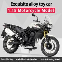 Welly 1:18 TRIUMPH TIGER 800 Alloy Diecast Retro Motorcycle Model Workable Shork-Absorber Toy For Children Gifts Toy Collection