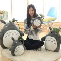 Totoro ของเล่นตุ๊กตาน่ารักญี่ปุ่นอะนิเมะรูปตุ๊กตาตุ๊กตาสัตว์แมวที่มีใบบัวเด็กของเล่นวันเกิดของขวัญคริสต์มาส