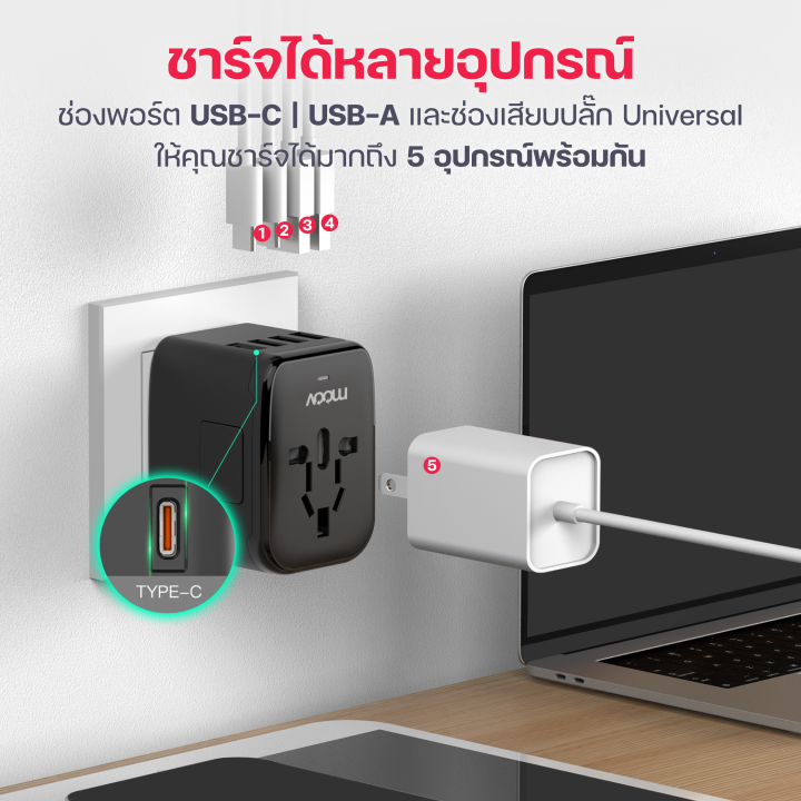 เหลือ-564บ-คูปองใต้สินค้า-moov-ta02-หัวแปลงปลั๊กไฟ-universal-travel-adapter-หัวชาร์จเร็ว-qc-3-0-pd-20w-อแดปเตอร์-us-aus-eu-uk-usb-a-type-c-อะแดปเตอร์-ปลั๊กไฟต่างประเทศ