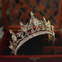 【hot】❈  Baroque Gold Color Bridal Tiaras Crowns Headdress Rhinestone Pageant Diadema Wedding Hair Accessories