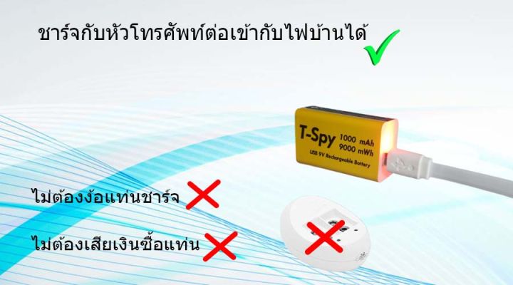 ถ่านชาร์จ-9v-t-spy-ไม่ต้องใช้แท่นชาร์ต-9000-mwh-1000-mah-เก็บเงินปลายทาง-ส่งด่วนร้านอยู่ไทย-ได้ของไวภายใน24ชม-มีระบบกันช็อต-มีประกัน