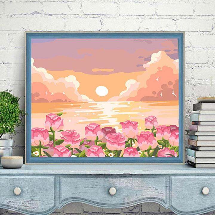 Digital Oil Paint By Numbers 20x 20cm Canvas Frame Number Painting