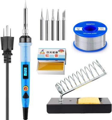 Soldering Iron Kit, 80W Digital LCD Solder Adjustable Temperature Controlled Fast Heating Welding Tools for Electronics