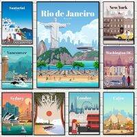 Rio De Janeiro โปสเตอร์เมืองการท่องเที่ยวที่มีชื่อเสียงระดับโลกสมัยใหม่ผ้าใบวาดภาพภาพศิลปะบนผนังห้องนอนรูปภาพของขวัญตกแต่งบ้านสำนักงาน