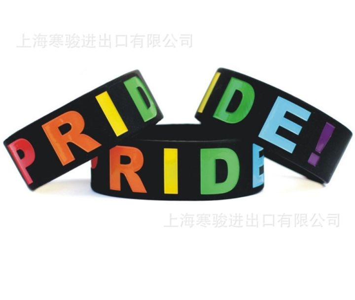 สายรัดข้อมือ-ริสแบนด์-ซิลิโคน-ข้อมือ-สายรัด-ยาง-สีรุ้ง-สีดำ-rainbow-pride-lgbt-wristband-rubber-silicone-band-free-size-unisex-2-5-diameter