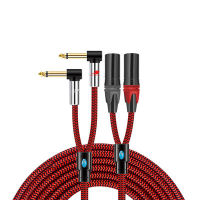 Dual XLR Male to 2 x 6.35mm 14 Inch TS Mono Male Audio Cable for Mixer Console Amplifier Home Theatre System Shielded Cords