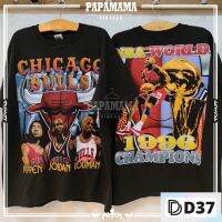 ?พร้อมส่ง? D37-CHICAGO BULLS NBA WORLD 1996 CHAMPIONS tag GEM ผ้าร้อย ฟอกนุ่ม เฟดเสมอ