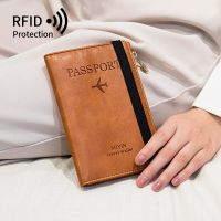 RFID กระเป๋าพาสปอร์ตมัลติฟังก์ชั่นแบบบางเฉียบกระเป๋าหนังสือเดินทางที่เก็บพาสปอร์ต Dompet Travel กระเป๋าใส่พาสปอร์ตผู้ชายผู้หญิง