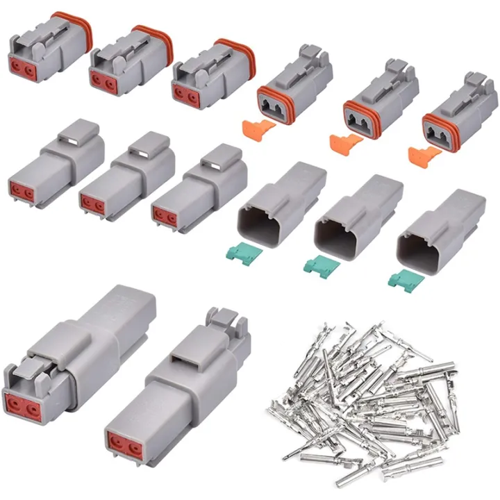 Electrical Wire Connector Plug Sets Pin Awg Waterproof Sealed Auto Gray Male And Female