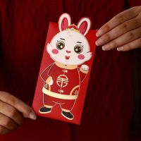 6Pcs/Set Red Envelopes Multi styles Bronzing Cartoon Best Wishes Paper 2023 Year of The Rabbit Red Packets for Spring Festival