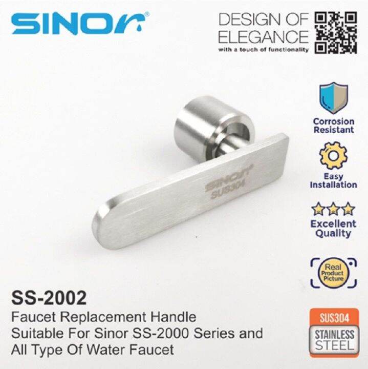 SINOR SS2002 SUS304 Stainless Steel Solid Handle Water Faucet