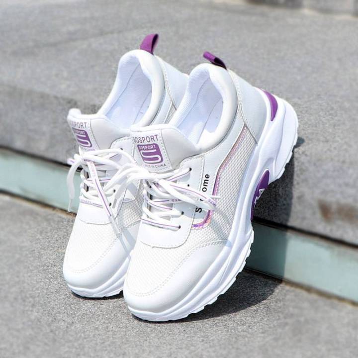รุ่นใหม่-พร้อมส่งfu021-รองเท้าผ้าใบแฟชั่นผู้หญิง-รองเท้าผ้าใบสีขาว
